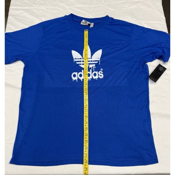 Adidas Trefoil Logo Shirt XL Blue Drip Graphic End Plastic Waste NWT Streetwear - Picture 5 of 8